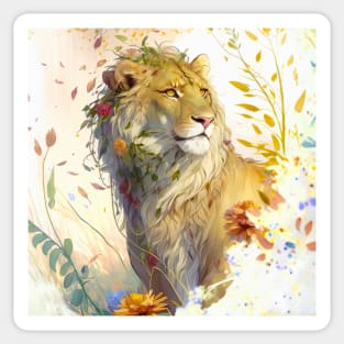 Lion Portrait Animal Painting Wildlife Outdoors Adventure Sticker